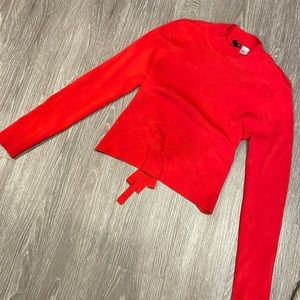 Open back red sweater